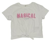 Bílé tričko s nápisem a uzlem H&M