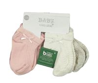 Nové - 4x ponožky - růžové žebrované + smetanové vzorované + světlešedé + růžové