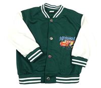 Tmavozeleno-bílá baseballová mikina s Bleskem McQueenem