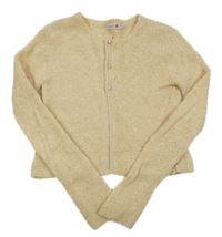 Béžový třpytivý chlupatý propínací svetr Boboli