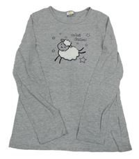 Šedé melírované triko s ovcí