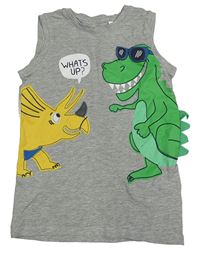 Šedé melírované tílko s dinosaury C&A