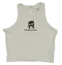 Bílý žebrovaný crop top s tučňákem - Hello Kitty H&M