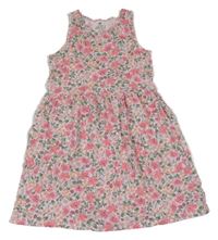 Růžové květované bavlněné šaty H&M