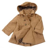 Hnědý vlněný podšitý kabát s kapucí Next