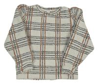 Šedo-černo-bronzový kostkovaný chlupatý svetr Primark