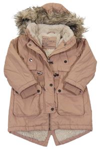 Starorůžová šusťáková zimní parka s kapucí Next