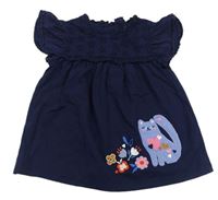 Tmavomodrá tunika s kočkou Mothercare