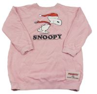 Růžové teplákové šaty se Snoopym 