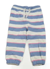 Bílo-modro-růžové pruhované tepláky Primark