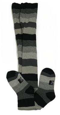 Šedo-černé pruhované punčocháče 