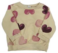 Smetanová mikina se srdíčky 