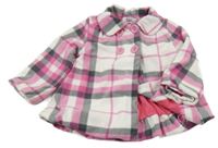 Růžovo-bílo-šedý kostkovaný podšitý fleecový kabátek B.P.C.