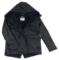 Tmavomodrá nepromokavá zateplená bunda s kapucí 