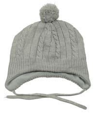 Šedá pletená podšitá čepice s bambulí H&M