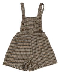 Hnědo-černo-bílé vzorované laclové kraťasy shein