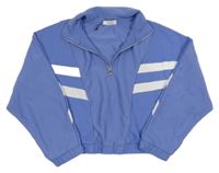 Fialovomodrá žebrovaná sportovní crop mikina s bílými pruhy Primark