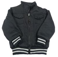 Antracitová zateplená propínací mikina s kapsami 