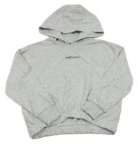 Šedá melírovaná crop mikina s nápisem a kapucí Pepperts