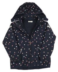 Tmavomodrá puntíkatá softshellová bunda s kapucí H&M