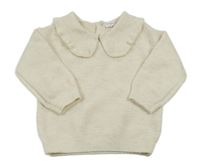 Smetanový lehký svetr s límečkem F&F