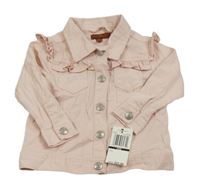 Nové - světlerůžová plátěná bunda s volánky