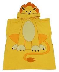 Žluté osuškové froté pončo s kapucí - lev 