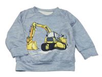 Modrá melírovaná mikina s bagrem 