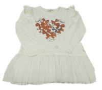 Bílé šaty s mašličkami a tylem 