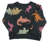 Antracitová mikina s barevnými dinosaury Primark