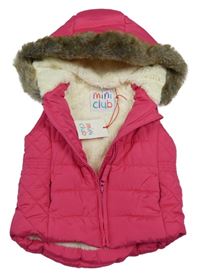 Nové - růžová šusťáková zateplená vesta s kapucí Miniclub