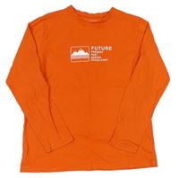 Oranžové triko s horami a nápisem Primark