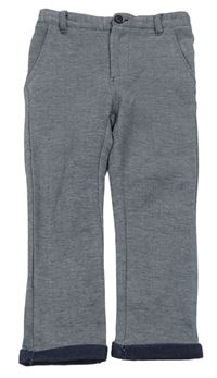 Tmavomodré vzorované teplákové chino kalhoty Pep&Co