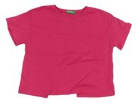 Neonově růžové crop tričko zn. Benetton
