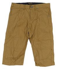 Hnědé plátěné 3/4 kalhoty H&M