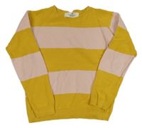 Hořčicovo-růžový pruhovaný svetr H&M