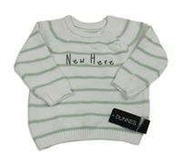 Nové - Bílo-zelený pruhovaný svetr s nápisem Dunnes Stores