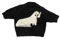 Černý chlupatý svetr s kočičkou 