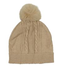 Béžová vzorovaná čepice s bambulí River Island