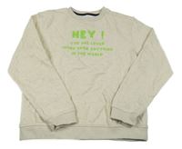 Béžová melírovaná mikina s nápisem Kiabi