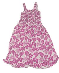 Bílo-fuchsiové květované šaty Page one young