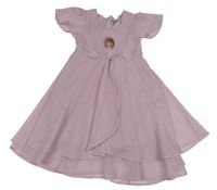 Lila tylové třpytivé šaty s Annou a 3D květy C&A