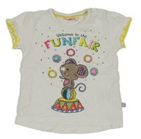 Bílé tričko s myškou a nápisy Liegelind