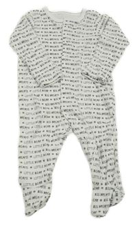 Bílo-šedý overal s nápisy Dunnes