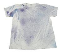 Bílo-modro-fialové tričko s fleky Fruit of the Loom