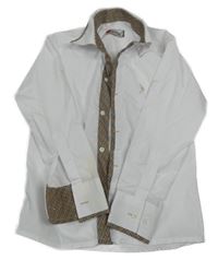 Bílo-béžová košile s kostkovanými prvky 