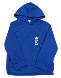 Tmavomodrá mikina s písmenem a kapucí Shein