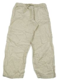 Béžové lněné kalhoty H&M