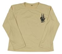 Pískovo-černé triko s nápisy 