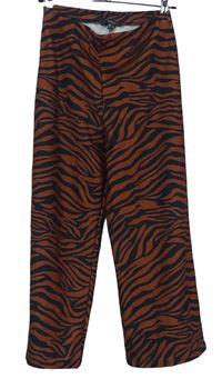 Dámské skořicovo-černé vzorované volné kalhoty Primark 